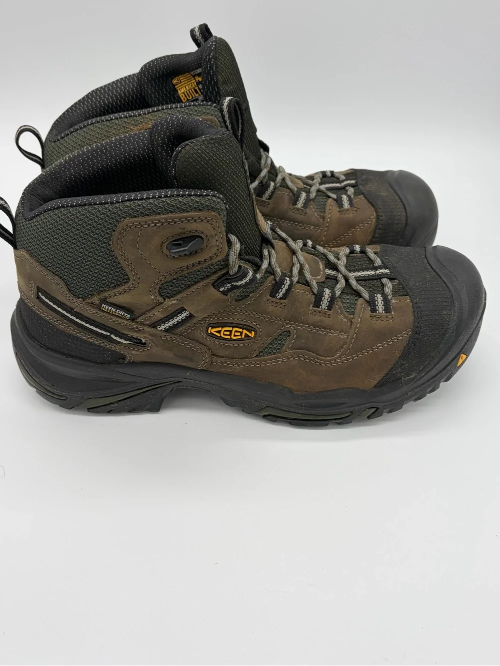 Keen Brown and Olive Waterproof Men's Steel Toe Work Boots